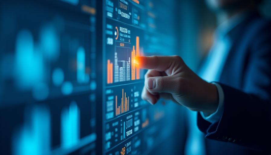 HR executive looking at predictive analytics dashboard